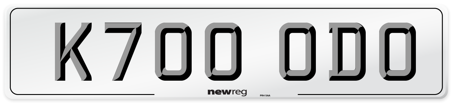 K700 ODO Number Plate from New Reg